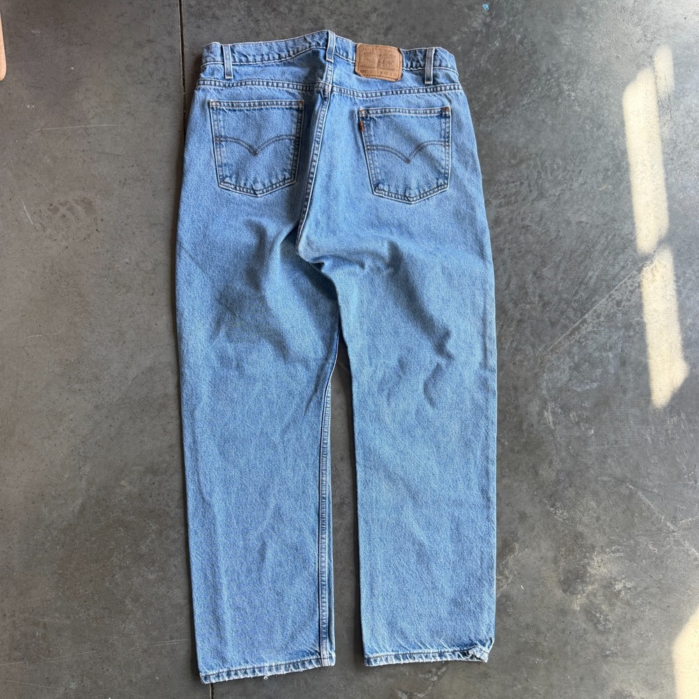 Vintage Levis 505 Jeans Mens 35x29 Blue Denim Regular Straight Orange Tab 90s